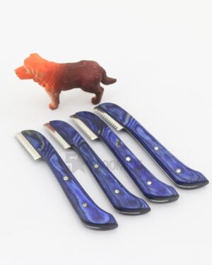 Elegant Blue Pocket Knife Set with Collectible Lion Figurine
