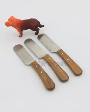 Premium Wooden Handle Dog Stripping Knives