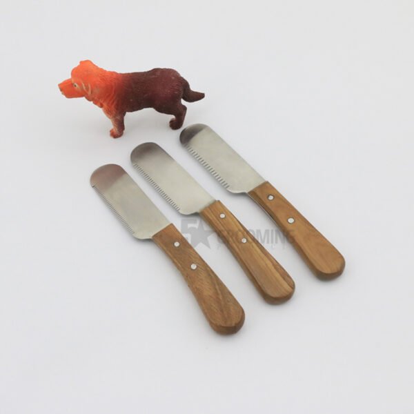 Premium Wooden Handle Dog Stripping Knives